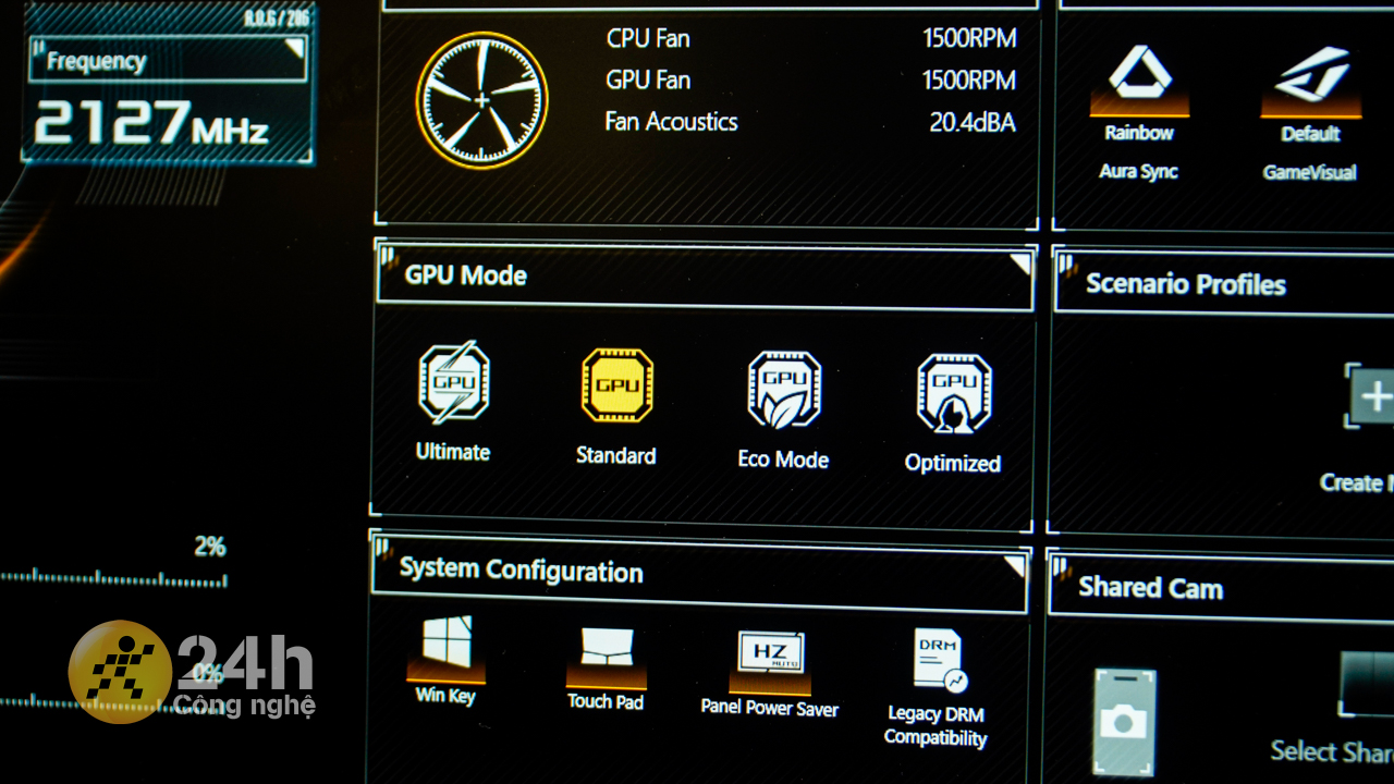 Mình sẽ thiết lập hiệu năng của ASUS TUF F15 FX507ZC4 ở mức cao nhất (Ultimate) thay vì dùng mặc định (Standard)
