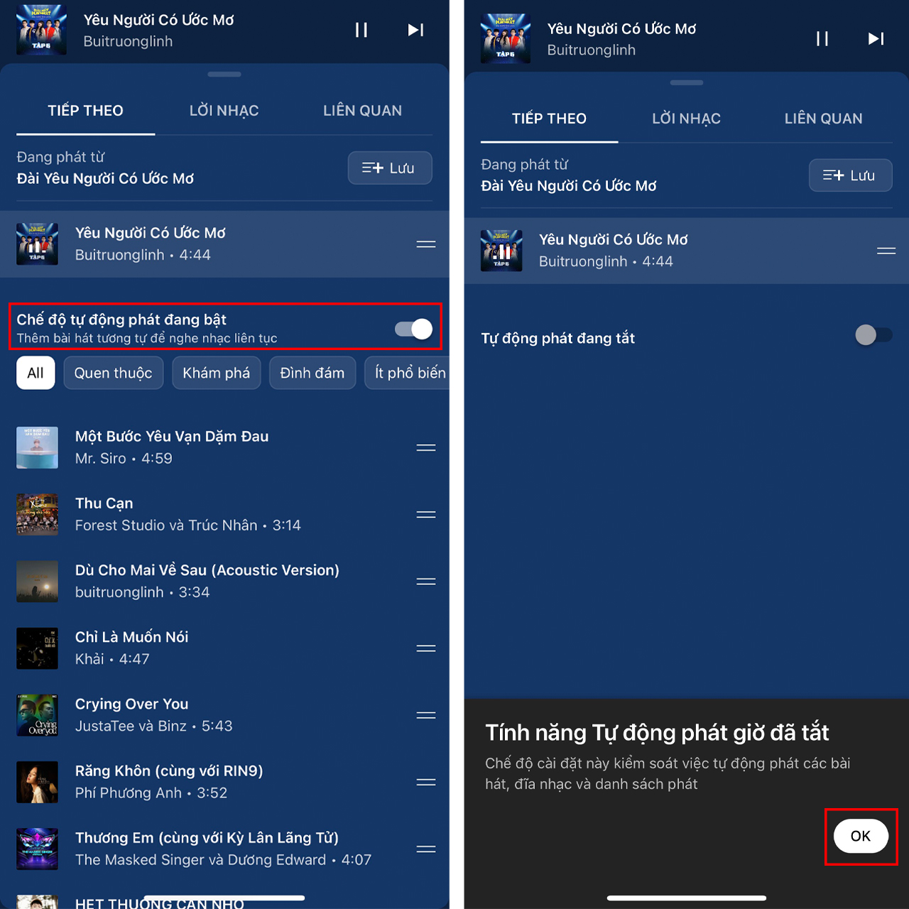 Cách tắt phát nhạc tự động trên YouTube Music