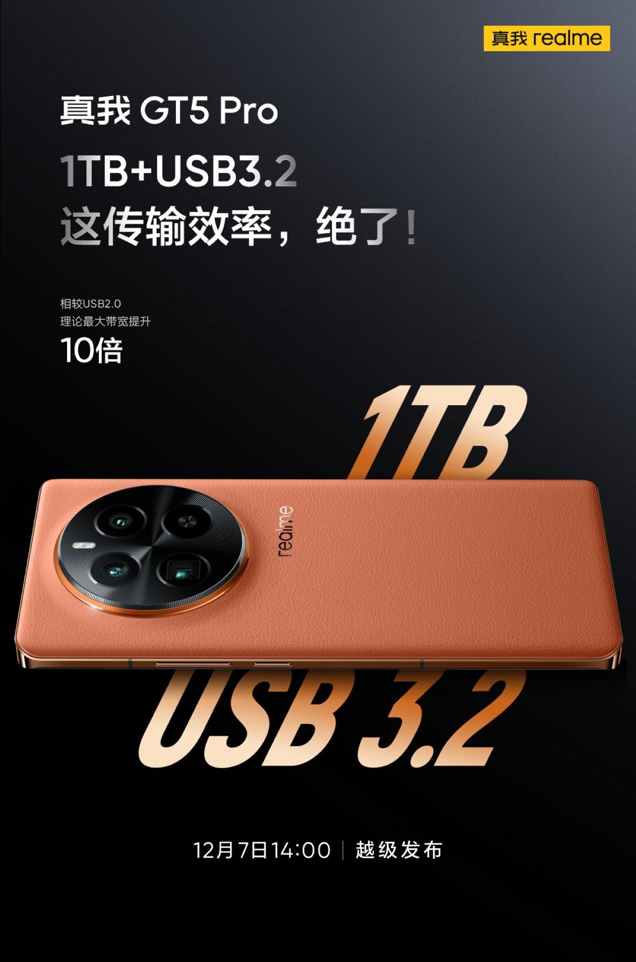 Ảnh teaser bị rò rỉ cho thấy realme GT5 Pro sẽ có 1 TB bộ nhớ cùng cổng USB 3.2
