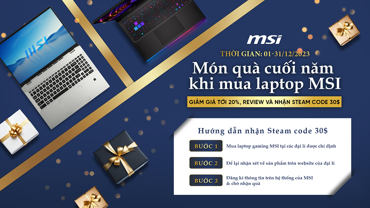 Tặng mã Steam trị giá 30 USD cho khách hàng mua laptop MSI tại TGDĐ