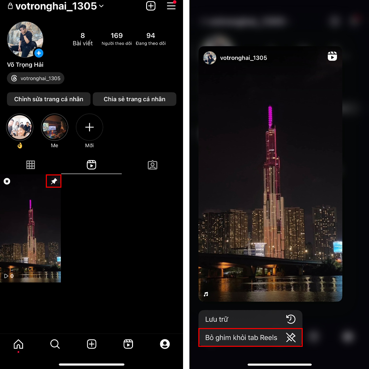 Hướng dẫn cách ghim video Reels Instagram