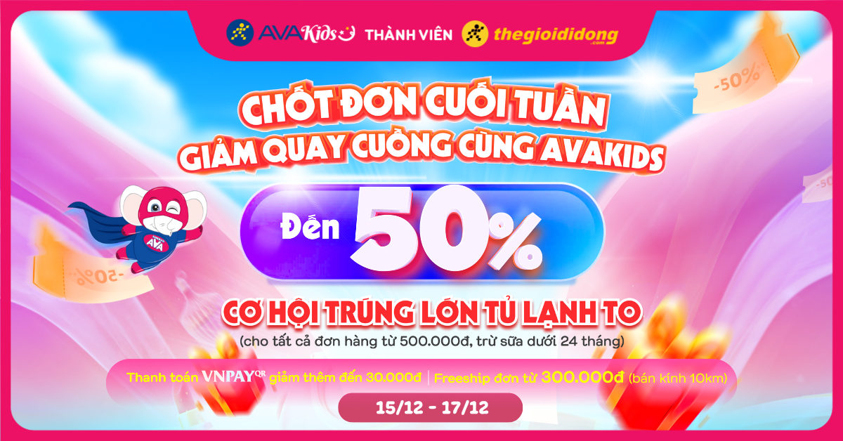 (15/12 - 17/12) Cuối tuần mua online giảm sốc: Nhiều ngành hàng giảm mạnh đến 50%++. Mua ngay!