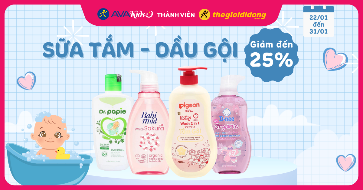 (22/01 - 31/01)Sữa tắm - Dầu gội giảm đến 25%. Săn deal hời chuẩn bị cho Tết nào bố mẹ ơi!