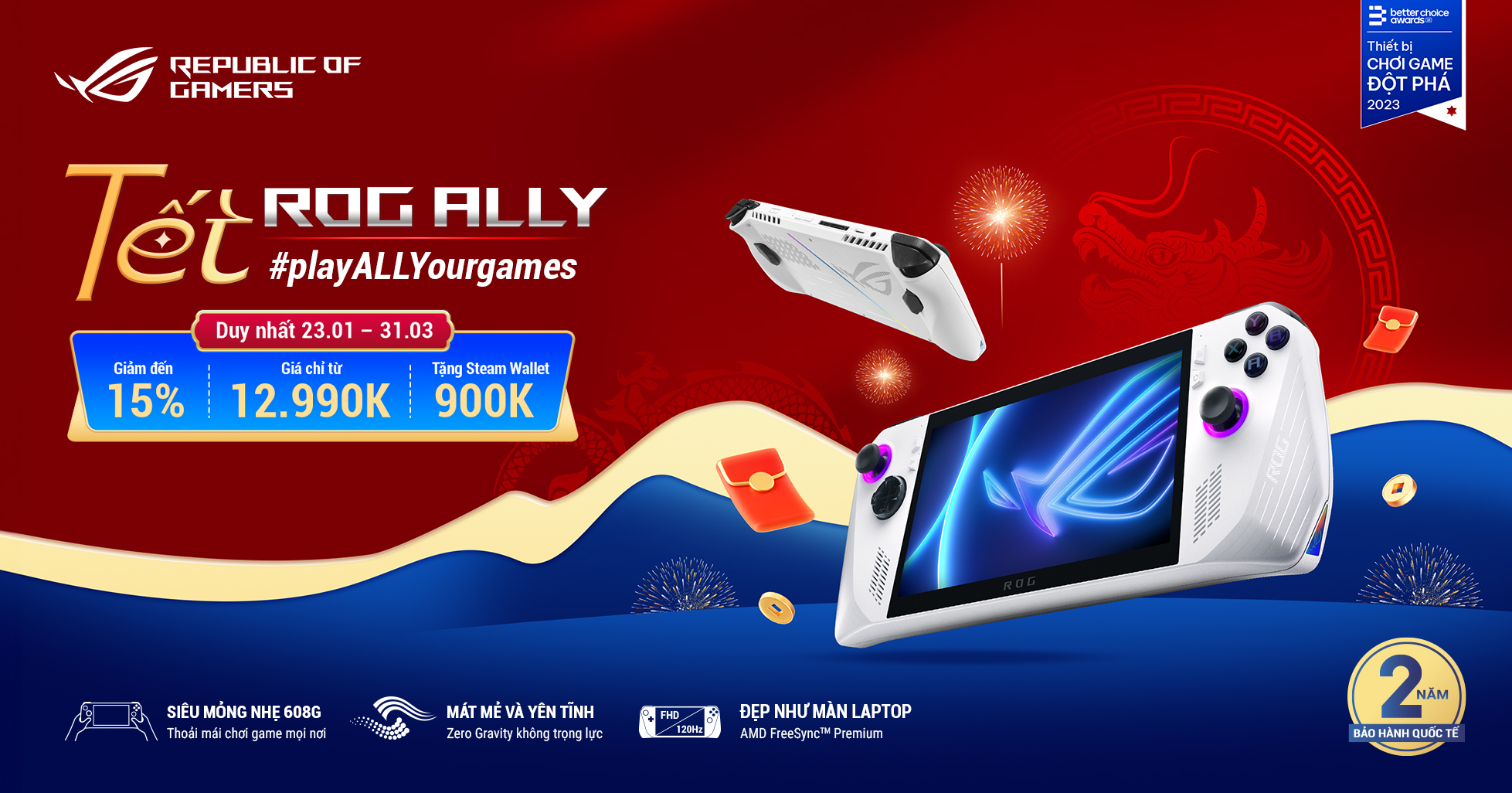 Tết ROG Ally - Mua máy chơi game ROG Ally, nhận lì xì game mới cực hấp dẫn