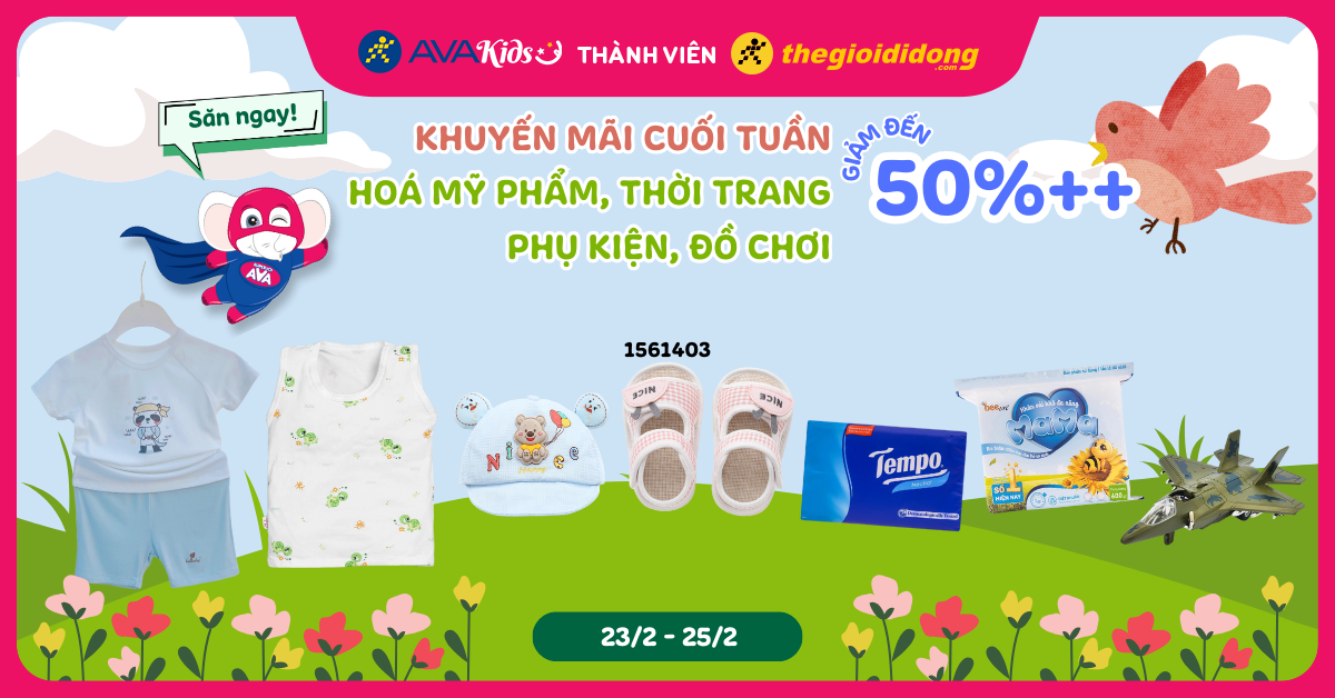 (23/2 - 25/2) Khuyến mãi cuối tuần: Hoá mỹ phẩm, thời trang, phụ kiện, đồ chơi giảm đến 25%. Mua ngay!