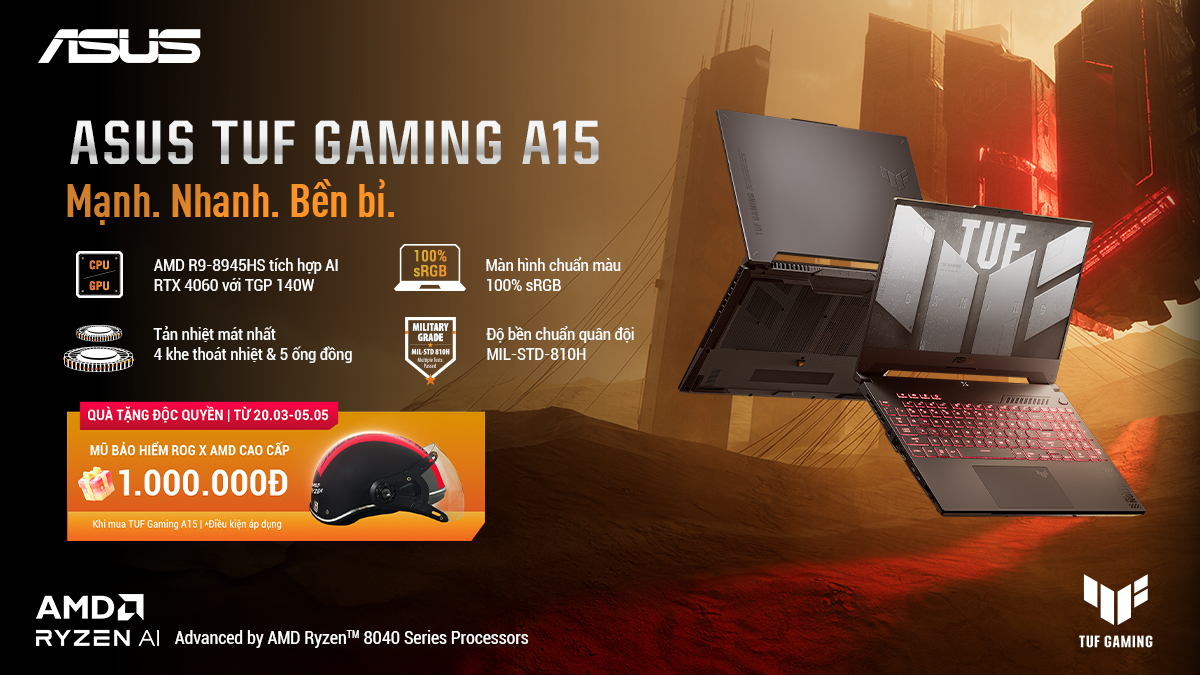 Chinh phục ASUS TUF Gaming A15 - Tận hưởng quà độc quyền từ ROG