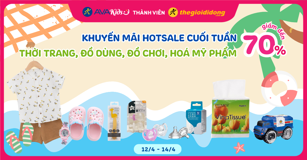 (12/4 - 14/4) Khuyến mãi HOTSALE cuối tuần: Thời trang, đồ dùng, đồ chơi, hoá mỹ phẩm giảm đến 70%. Mua ngay!
