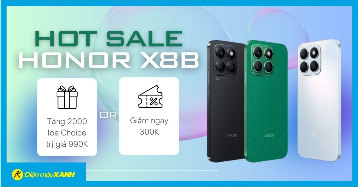 Săn sale điện thoại Honor X8b: Tặng 2.000 loa Choice trị giá 990K, bảo hành 2 năm