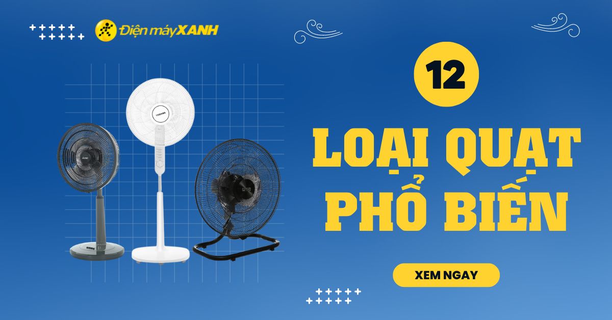 12 loại quạt điện thông dụng trong các gia đình hiện nay