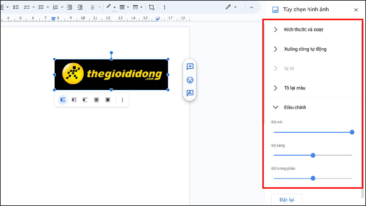 Cách chỉnh sửa ảnh trực tiếp trên Google Docs