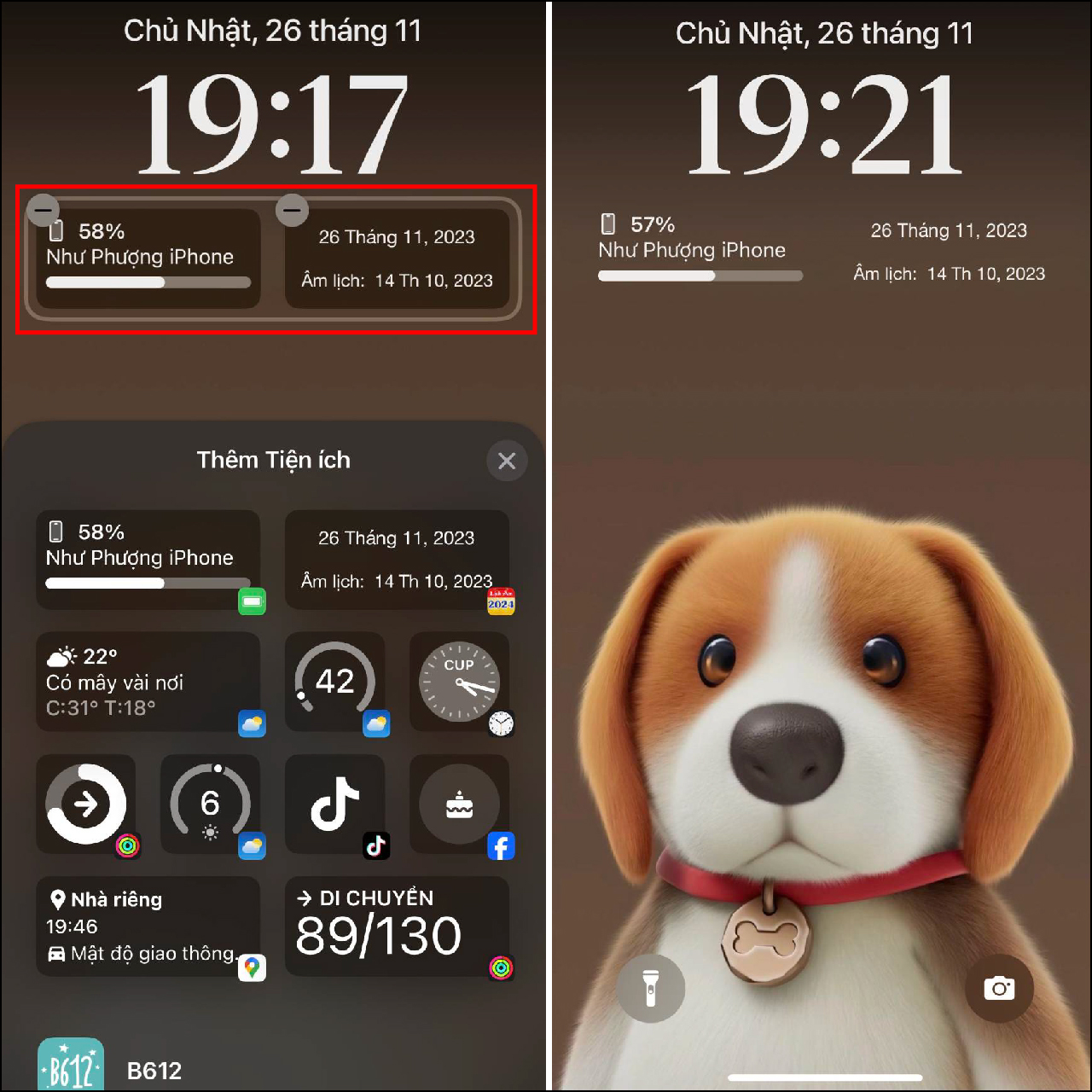 Cách xem lịch âm trên màn hình khóa iPhone
