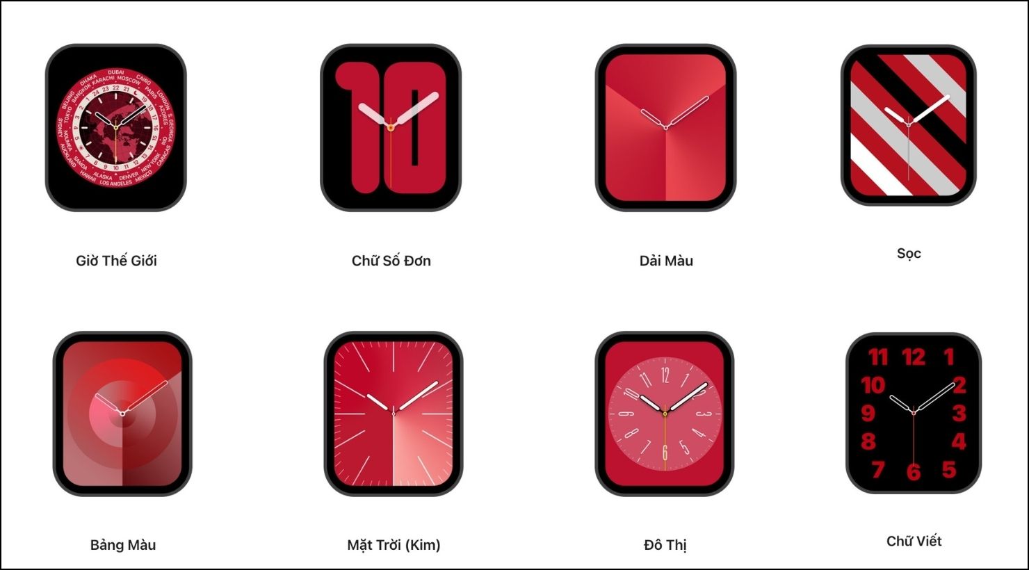 Loạt tuỳ chọn mặt đồng hồ màu đỏ mới theo chủ đề (Product) Red