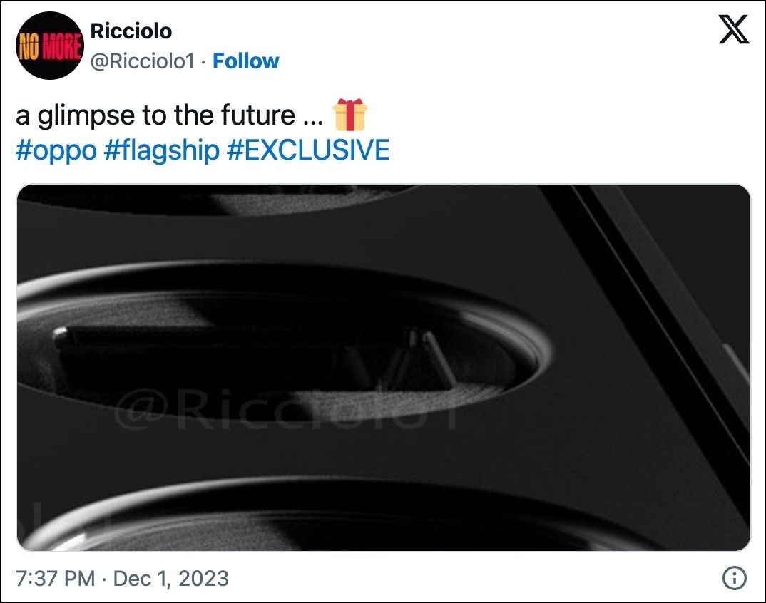 Bài đăng của leaker về hình ảnh rò rỉ của OPPO Find X7 Pro