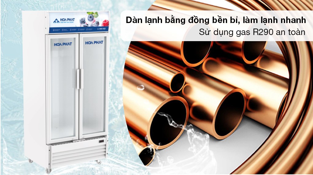 Tủ mát Hòa Phát 526 lít HSR D6526 - Dàn lạnh bằng ống đồng bền bỉ, làm lạnh nhanh, sử dụng gas R290