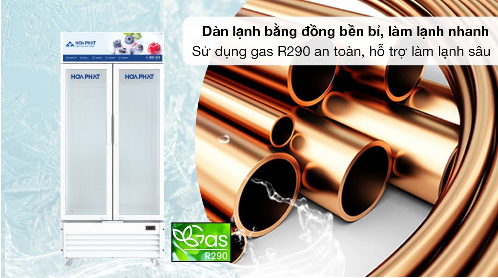 Tủ mát Hòa Phát Inverter 526 lít HSR D8526 - Dàn lạnh bằng đồng làm lạnh nhanh, sử dụng gas R290 làm lạnh sâu