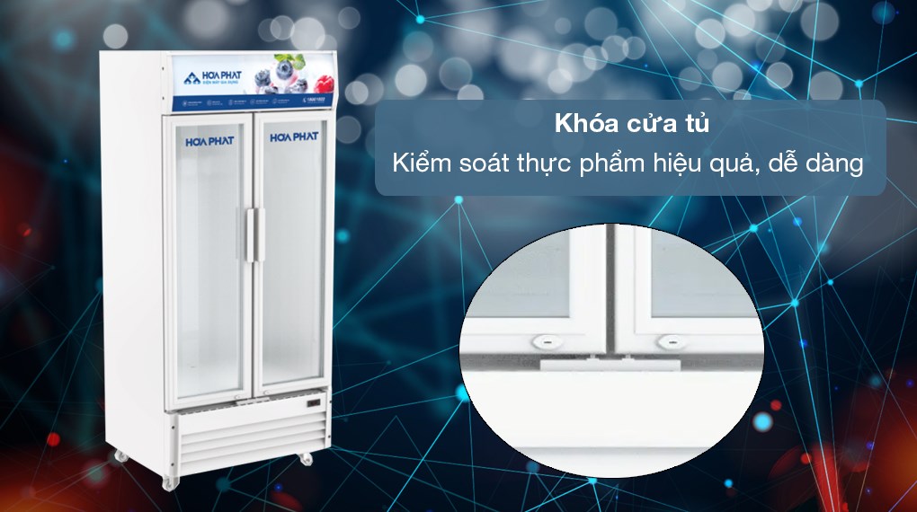 Tủ mát Hòa Phát Inverter 723 lít HSR D8723 - Khóa cửa tủ giúp kiểm soát thực phẩm hiệu quả