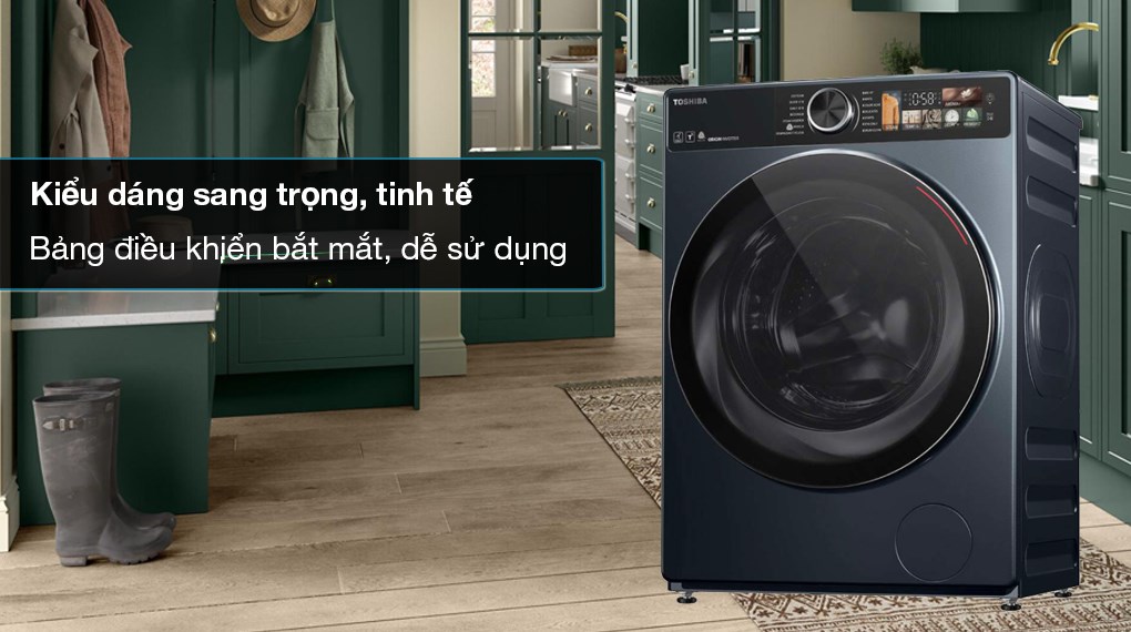 Máy giặt sấy Toshiba Inverter giặt 10,5 kg - sấy 7 kg TWD-T25BZU115MWV(MG) - Thiết kế hiện đại, tinh tế, trang bị bảng điều khiển màu sắc đa dạng