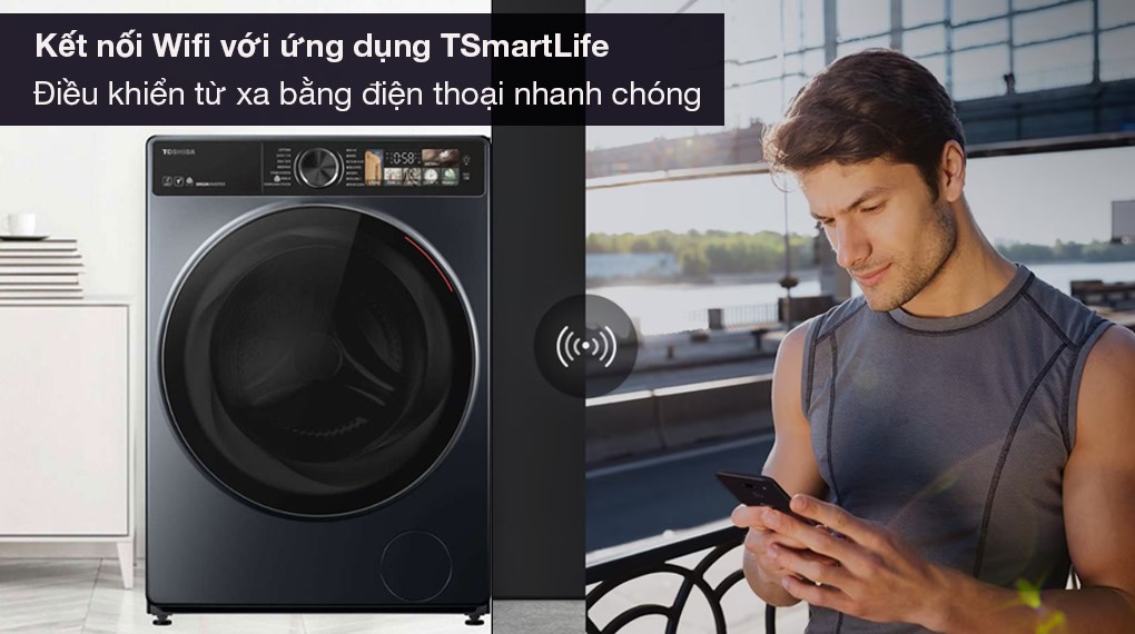Máy giặt sấy Toshiba Inverter giặt 10,5 kg - sấy 7 kg TWD-T25BZU115MWV(MG) - Điều khiển wifi qua ứng dụng TSmartLife trên điện thoại tiện lợi