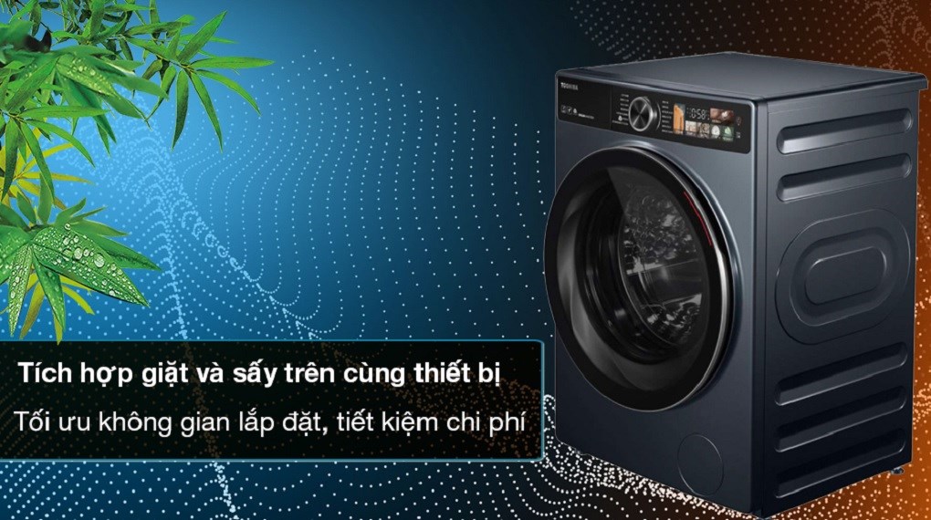 Máy giặt sấy Toshiba Inverter giặt 10,5 kg - sấy 7 kg TWD-T25BZU115MWV(MG) - Tích hợp giặt và sấy trên cùng một thiết bị giúp tiết kiệm không gian