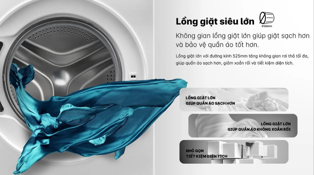 Máy giặt Aqua Inverter 11 kg AQD-A1102J BK - Lồng giặt lớn