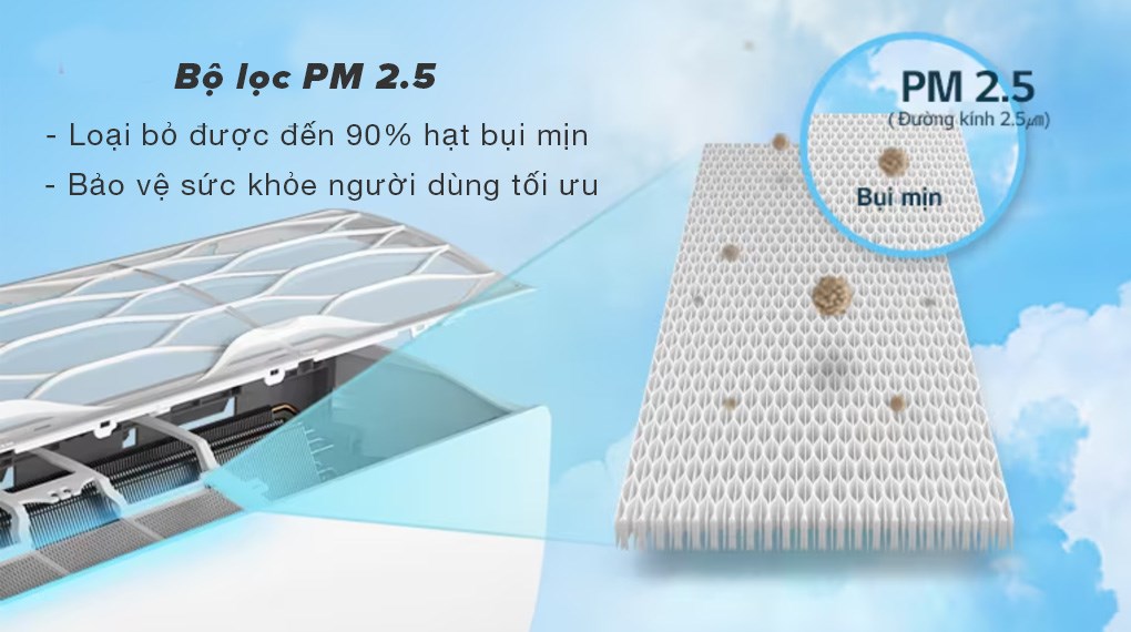Máy lạnh LG Inverter 2 HP V18WIN1 - Bộ lọc PM 2.5 loại bỏ đến 90% bụi mịn hiệu quả, bảo vệ sức khỏe người dùng tốt hơn 