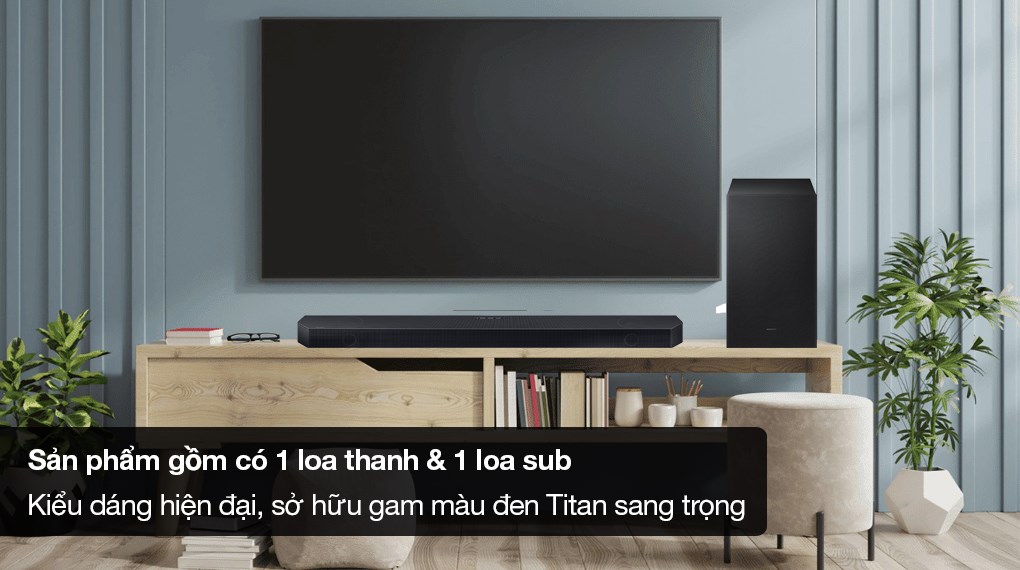 Loa Thanh Samsung HW-Q700D/XV 320W - Gồm 1 loa thanh và 1 loa sub, sở hữu màu đen Titan sang trọng
