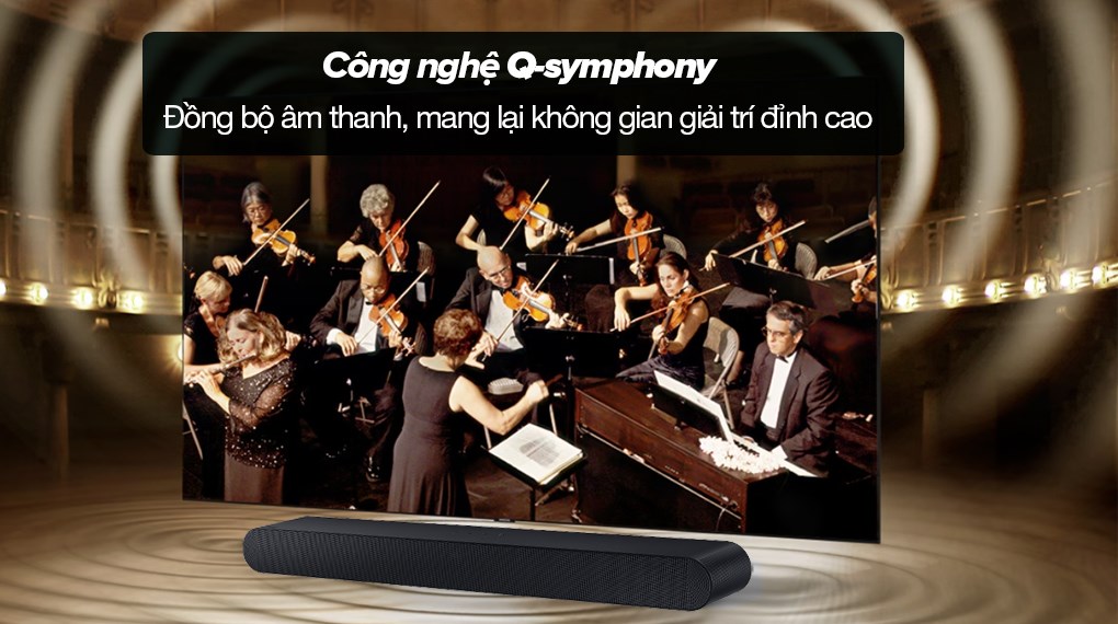 Loa Thanh Samsung HW-S60D/XV 200W - Công nghệ Q-symphony đồng bộ âm thanh, mang lại chất lượng âm thanh giải trí đỉnh cao