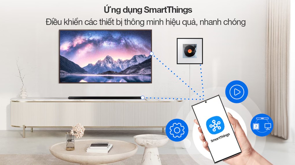 Loa khung tranh Samsung HW-LS60D/XV 120W - Ứng dụng SmartThings hỗ trợ điều khiển các thiết bị nhanh chóng, hiệu quả