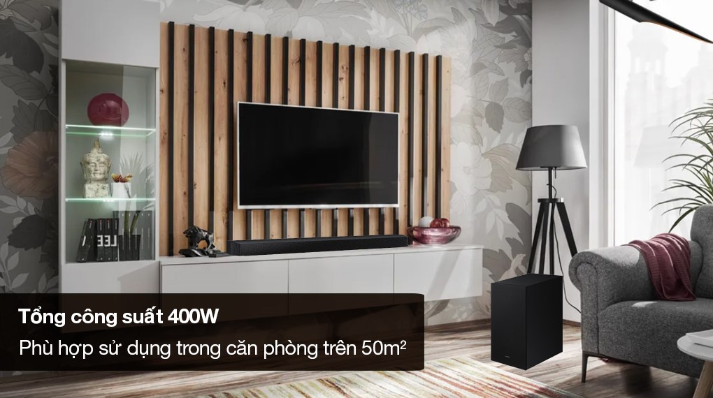 Loa Thanh Samsung HW-B750D/XV 400W - Công suất 400W thích hợp sử dụng căn phòng trên 50m2