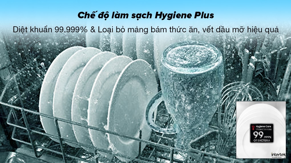 Máy rửa chén độc lập Samsung DW60CG550FSGSV - Chế độ làm sạch Hygiene Plus diệt khuẩn đến 99.999%, đảm bảo an toàn cho sức khỏe người dùng