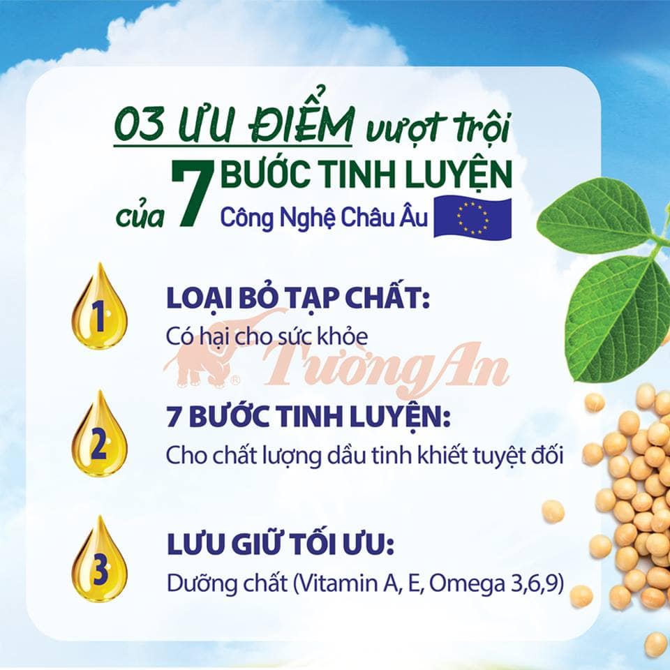 Dầu đậu nành 100% nguyên chất Tường An chai 1 lít 2