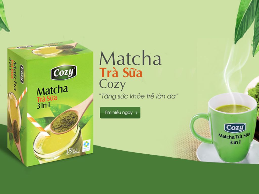 Trà sữa matcha Cozy 3 in 1 hộp 306g (18 gói x 17g) 1