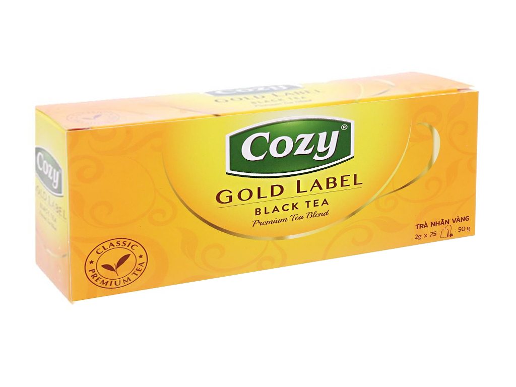 Trà đen Cozy Nhãn Vàng hộp 50g (25 túi x 2g) 0