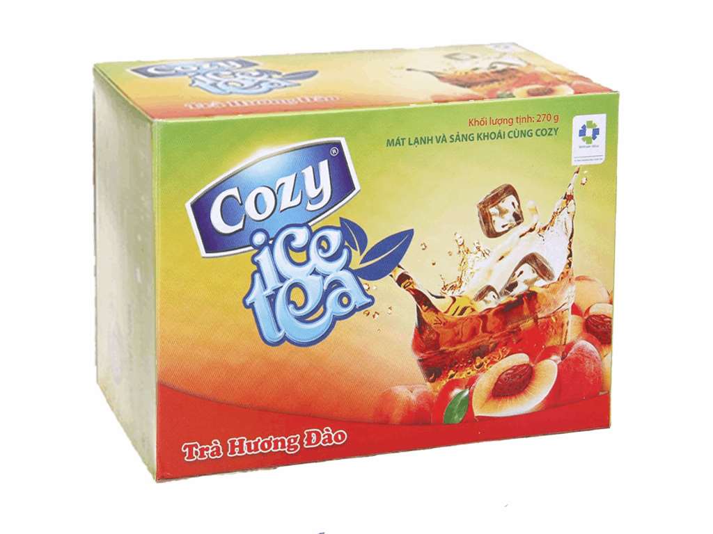 Trà Cozy Ice Tea hương đào hộp 270g (18 gói x 15g) 0