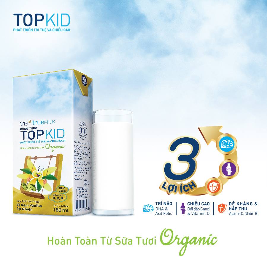 Công dụng của sữa tươi tiệt trùng hương Vani Top Kid TH True Milk