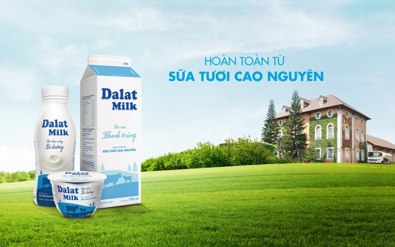 Sữa tươi tiệt trùng có đường Dalat Milk bịch 220ml 1