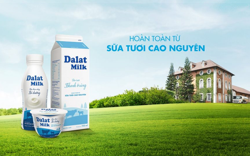 Sữa tươi tiệt trùng ít đường Dalat Milk bịch 220ml 1