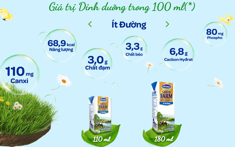 Thùng 48 hộp sữa tươi tiệt trùng ít đường Vinamilk Green Farm 110ml 1