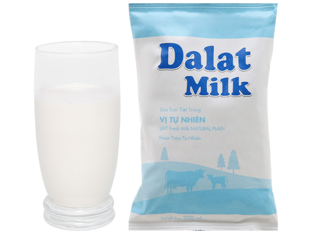 Thùng 48 bịch sữa tươi tiệt trùng vị tự nhiên Dalat Milk 220ml 2