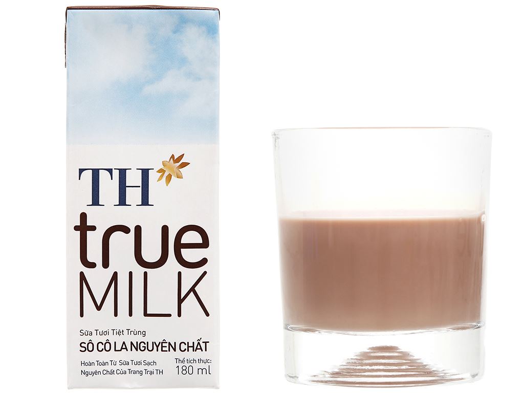 Lốc 4 hộp sữa tươi tiệt trùng socola TH true MILK 180ml 2