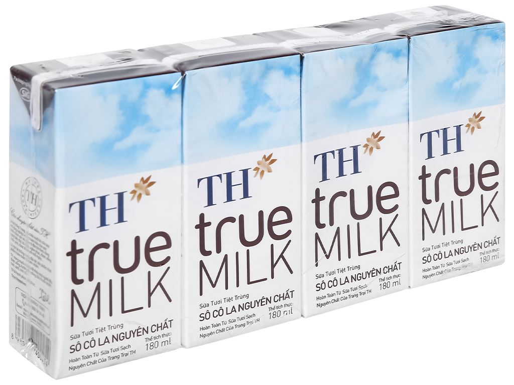 Lốc 4 hộp sữa tươi tiệt trùng socola TH true MILK 180ml 3