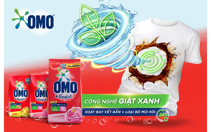 Bột giặt OMO Comfort tinh dầu thơm ngất ngây xoáy bay vết bẩn và hương thơm bền lâu 5.3kg 0