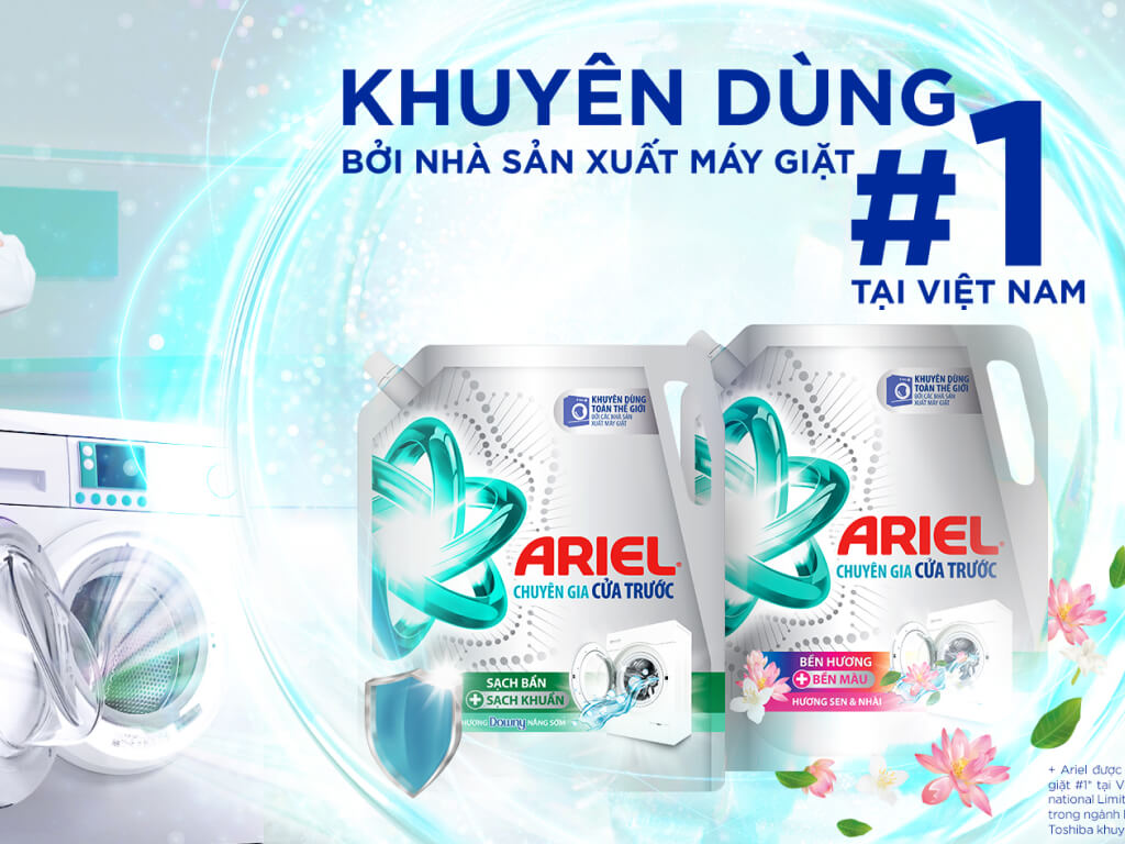 Nước giặt Ariel chuyên gia cửa trước hương Downy nắng sớm túi 1.65 lít
