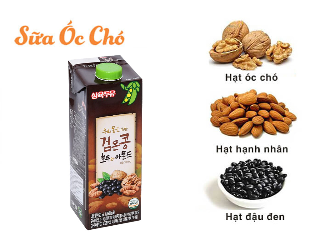 Thùng 12 hộp sữa đậu đen óc chó hạnh nhân Sahmyook 950ml 0