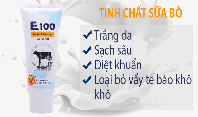 Sữa rửa mặt E100 tinh chất sữa bò 80ml 0