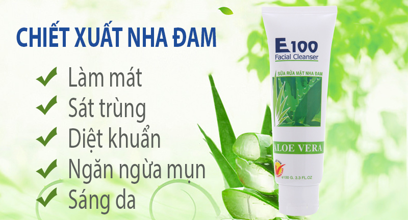 Sữa rửa mặt E100 nha đam 100g