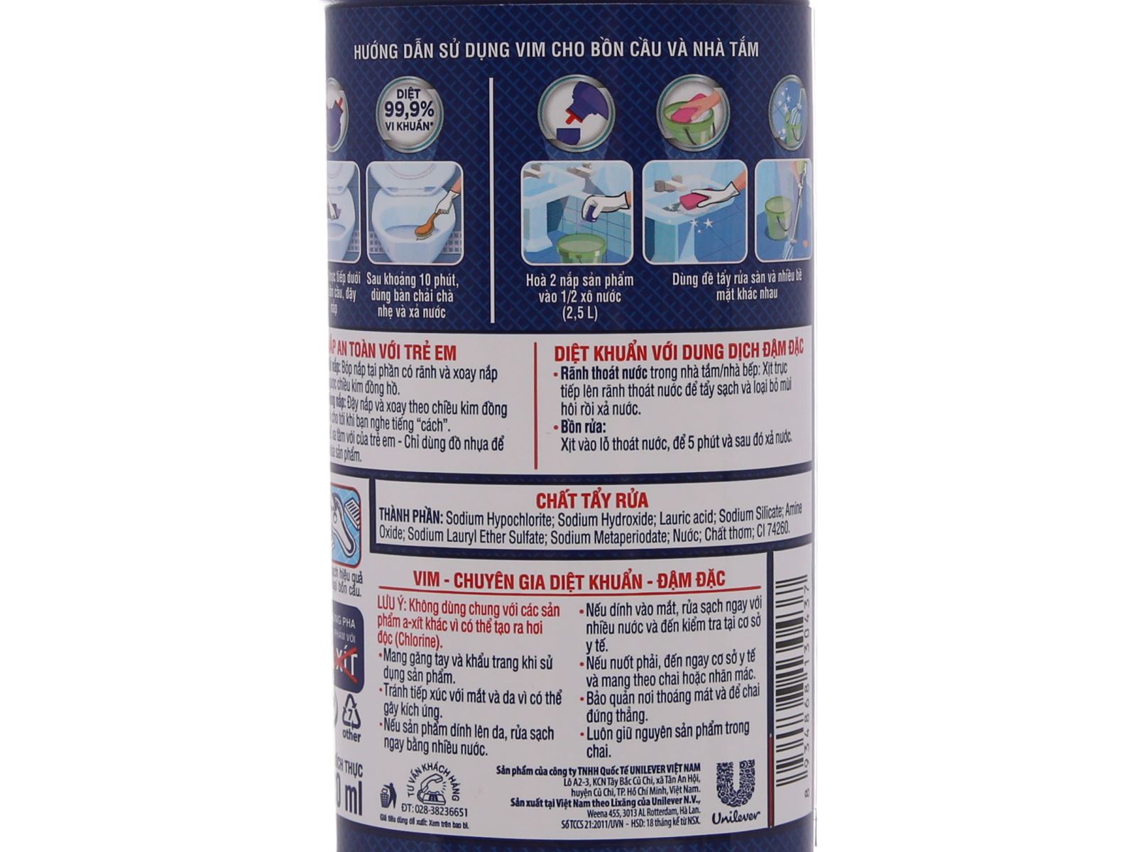 Nước gel tẩy bồn cầu VIM xanh biển diệt khuẩn hương dịu nhẹ chai 880ml 0