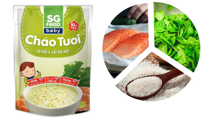 Cháo tươi SG Food cá hồi cải bó xôi 2
