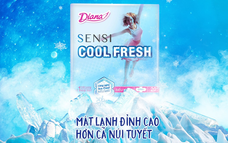  Băng vệ sinh Diana Sensi Cool Fresh siêu mỏng có cánh 20 miếng