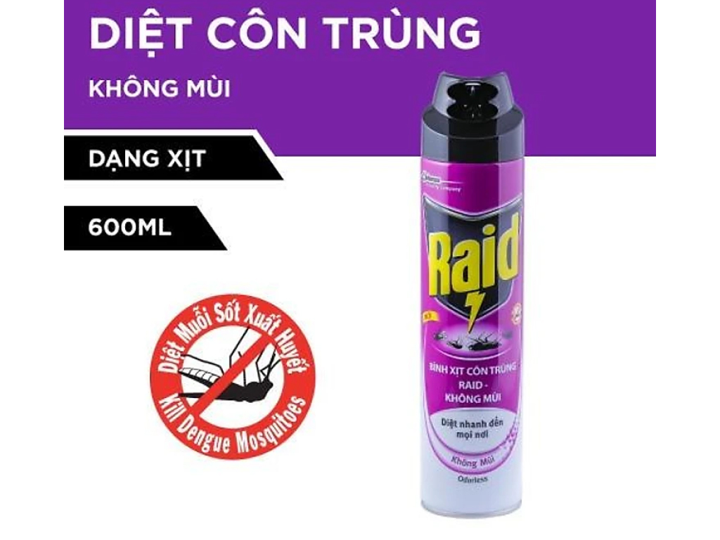 Bình xịt côn trùng Raid không mùi 600ml 0